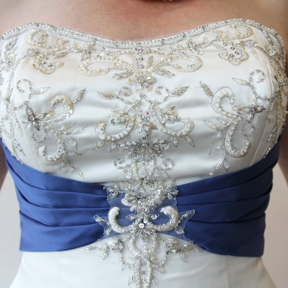 Alfred Angelo Sapphire Blue Empire Waist Wedding Dress size 10 - Picture 8 of 10